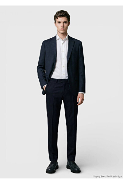 Ramsey Anthracite Striped Modern Fit 100% Wool Suit