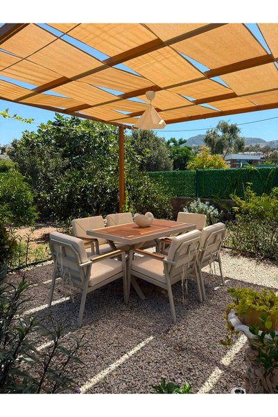 Tu Tienda Milas Alüminyum 6 Sandalye+Masa (80*140) Bahçe Balkon Mutfak Masa Takımı