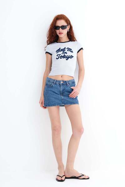 Addax Denim Mini Etek E10033