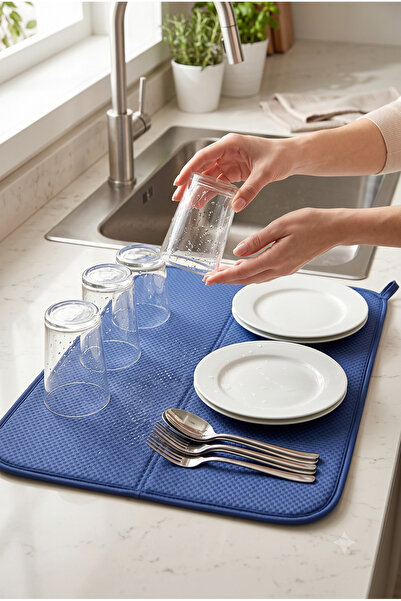 HOME ESSENTIALS Bulaşıklık Bulaşık Matı Bulaşık Kurutma Matı Tezgah Üstü Bula...