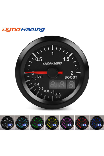 Choice Boost gauge Bar Dynoracing 2" 52mm 7 Colors LED Dual Display Boost Wat...