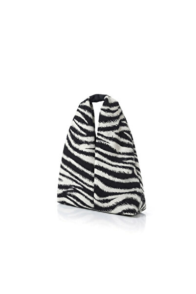 maia Black and White Zebra Patterned Small Size Hobo Model Handbag