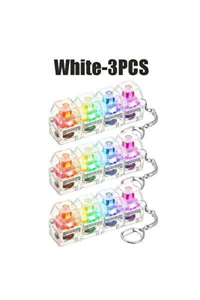 choice2 white-3pcs Keyboard Clicker with LED Light Keychain 4-Key Transparent...