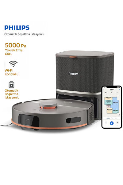 Philips Islak Kuru Robot Süpürge 5000 Serisi Yüksek Emiş Gücü Lazer Navigasyo...
