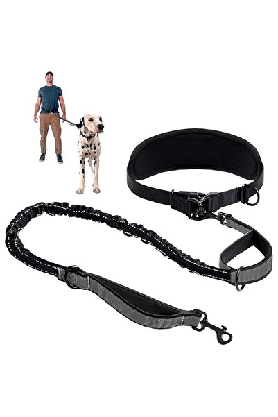 Choice M 128CM-185CM Black Hands Free Dog Leash Dog Waist Leash With Lumbar S...