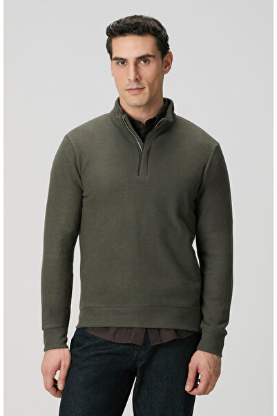Network Haki Süet Garnili Sweatshirt