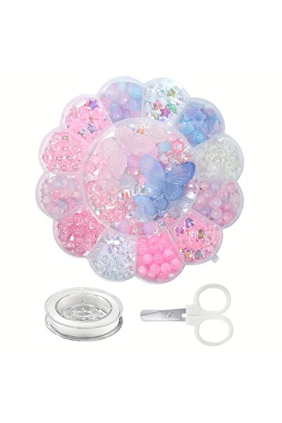 Choice MH-13-5 13 Grid 0.6-2.6cm Pink and Blue Mixed Acrylic Round Beads, Flo...