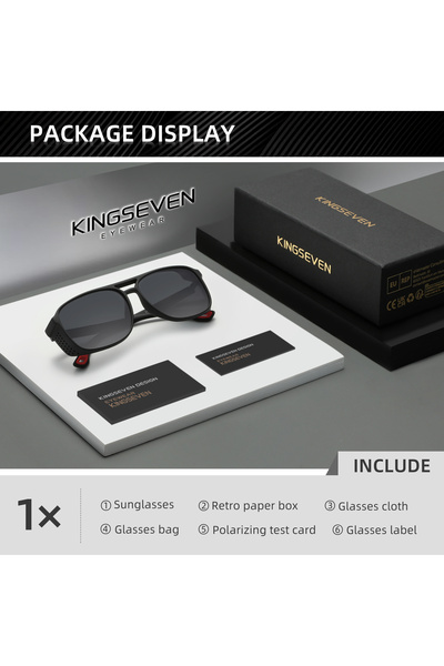 Choice3 نظارات شمسية KINGSEVEN مستطيلة الشكل بإطار كبير، بتدرج لوني أسود ورما...