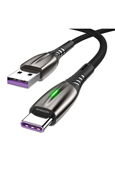 EMESZON Cablu de date LED 5A 1m, EMESZON®, transfer de date USB tip C, încărc...