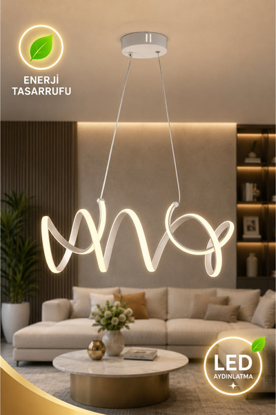 NisaLuce Deniz Ledli Avize-beyaz-büyük •• Led Avize Salon Avize Tavan Avizesi...