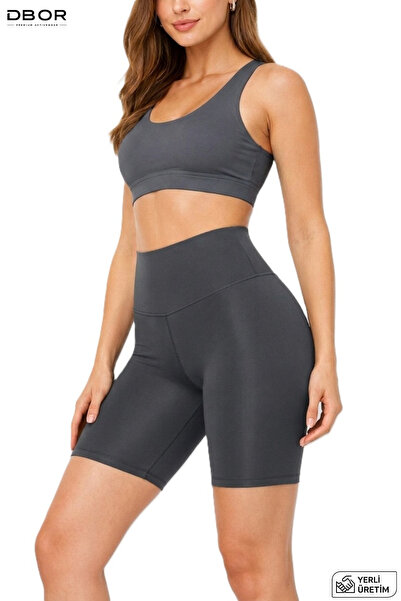 DBOR Anthracite High Waist Gathering Premium Biker Diving Fabric No Show Scub...