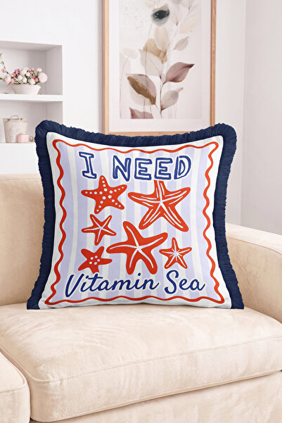 Realhomes I Need Vitamin Sea Written Sea Star Figured Striped Modern Fringed ...