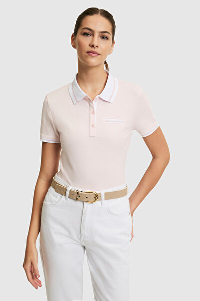 U.S. Polo Assn. Kadın Açık Pembe Polo Yaka Basic Tişört 50323455-VR078