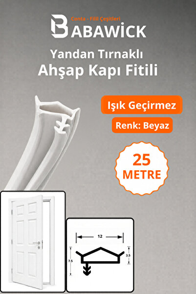 BABAWİCK Wooden Door Wicking Strip with Side Nails, 25 Meters, White Color. S...
