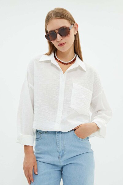 Fulla Moda Basic Tek Cepli Oversize Gömlek