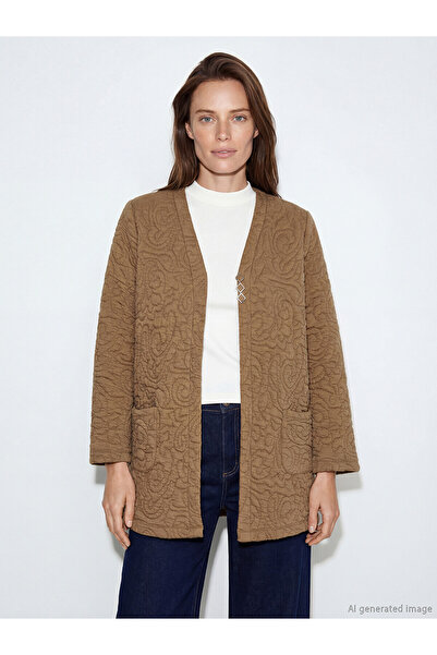 LC Waikiki Nevavm V-Neck Self-Patterned Women's Cardigan with a Difference