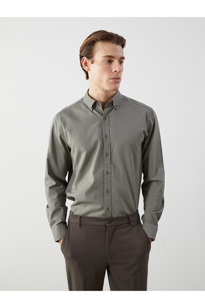LC Waikiki Nevavm Slim Fit Long Sleeve Oxford Men's Shirt with Difference