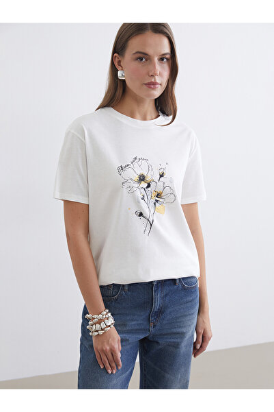 LC Waikiki Original Floral 100% Cotton Women's T-Shirt