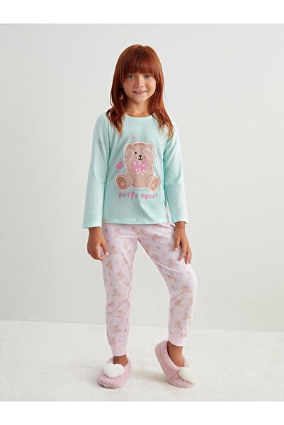 LC Waikiki Crew Neck Printed Girls' Pajamas
