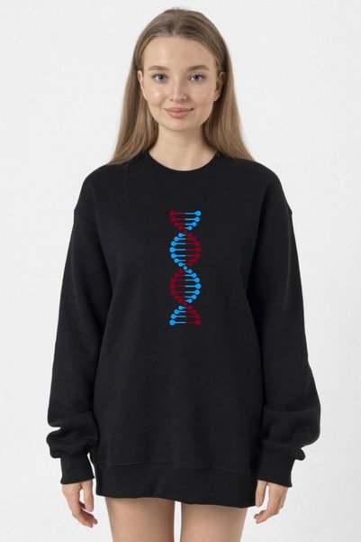 Tshirthane Bordo Mavi Dna Siyah Kadın 2ip Sweatshirt