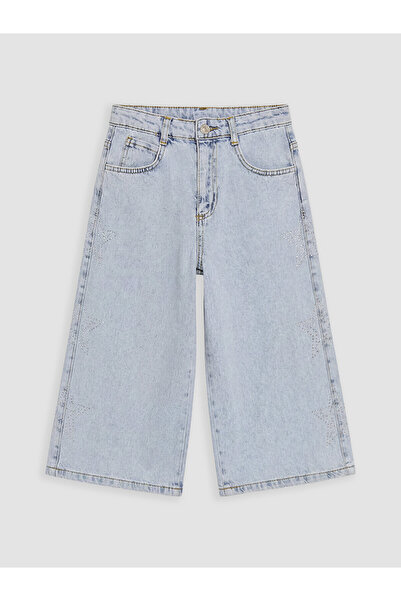 LC Waikiki Peak New Season Wide Leg Stoned Girls' Jean Shorts