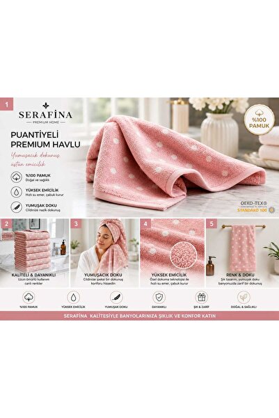 Serafina 5 ADET PUANTİYE DESEN 50X90 CM EL HAVLUSU %100 PAMUK