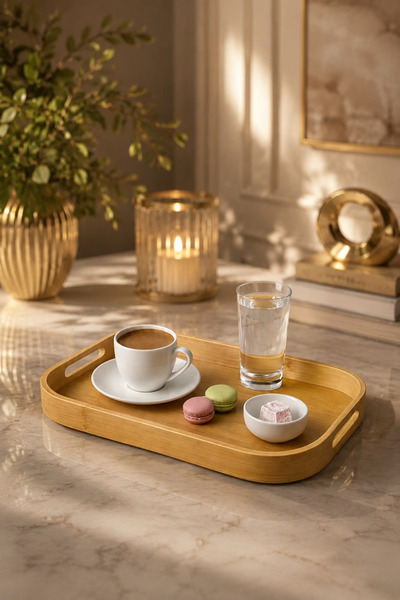 YzHome 1 قطعة صينية مربعة من الخيزران صغيرة الحجم صينية تقديم العرض 33*22 سنت...