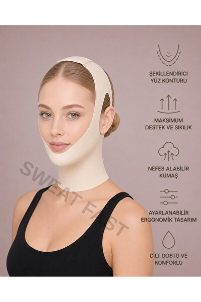 SWEAT FAST شريط العناية بالوجه لشد الذقن وتشكيلها - حزام وجه مرن قابل للتعديل