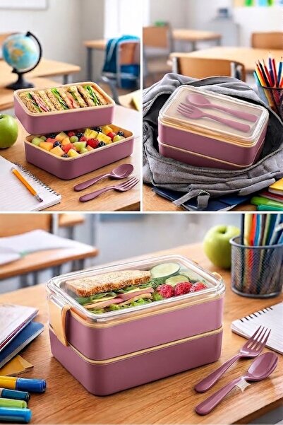 Sowo Home 2 Layers Meal Storage Container Lunch Box Set Athlete Diet Student ...