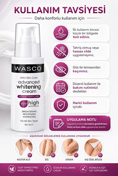 wasco Genital Bölge Kararma Karşıtı (Koltuk Altı, Diz, Dirsek Ve Dış Genital) Beyazlatıcı Krem