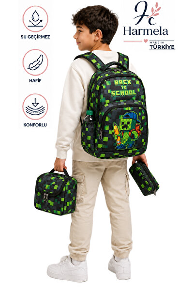 Bevitton Character First School Bag Set of 3 Primary School Bag Boy's Black-G...