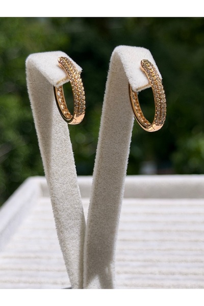 XP Taşlı halka küpe(Rosegold)