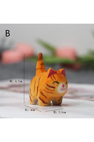 Choice B Handmade Wood Carving Kitten Ornaments Small Animal Creative Desktop...