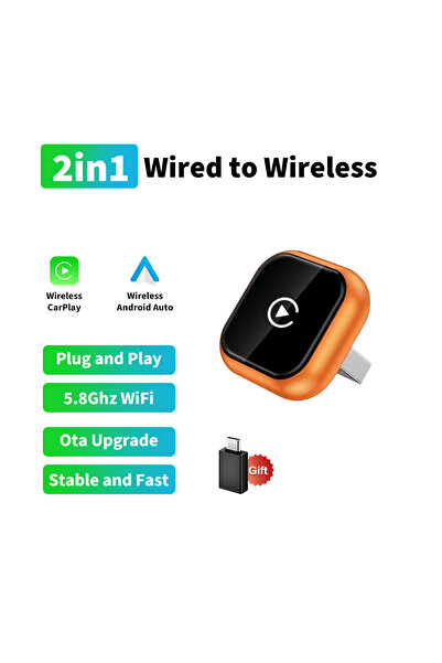 Choice U10-4 Orange 2026 FLIXIVI Wireless CarPlay Adapter 2-in-1 mini Wired t...