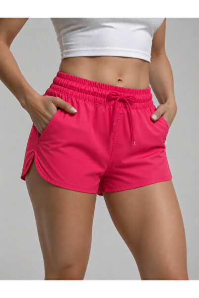BANEGA Women's Swim Shorts Sports Shorts Elastic Waist Pocketed Pink Mini Shorts