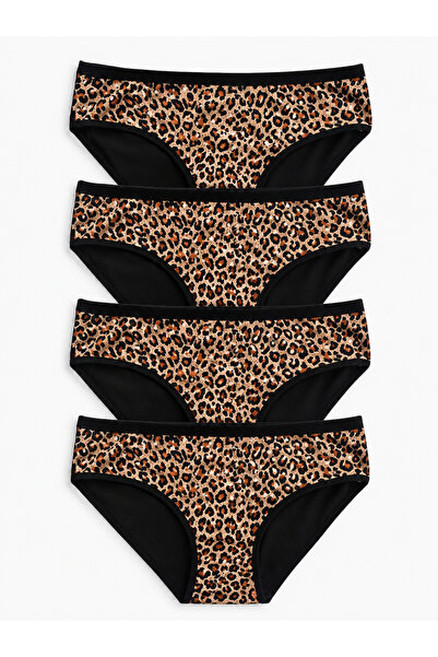 DONLİZZA Leopard Pattern Cotton Women's Panties 5 Pieces