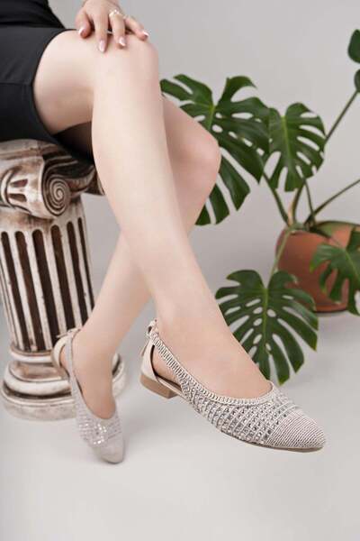 Nesil Shoes حذاء باليه نسائي من Ceylan 230 Ten Stone Straw