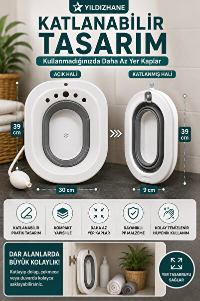Yıldızhane Oturma Banyosu Küveti Klozet Uyumlu Ilık Su Oturma Leğeni Makat Çatlağı ve Doğum Sonrası Bakım
