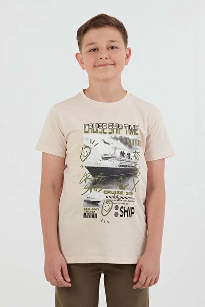 Fulla Moda Tricou pentru băiat 100% cu imprimeu pentru navă de croazieră
