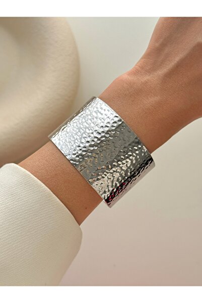 YOUES JEWELRY سوار أصفاد سميك فضي للجنسين - قابل للتعديل