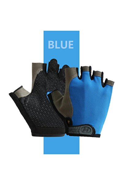 Choice M Dark-Blue Gym Gloves Fingerless Gloves Anti-Slip Shock-Absorbing Bre...