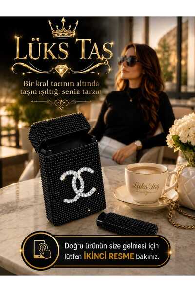 Lüks Taş Taşlı Sigara Kutusu & Çakmak ( Kısa Kalın)