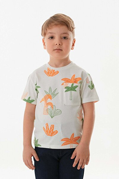 Fulla Moda Boy - Palm Tree Printed Crew Neck T-Shirt