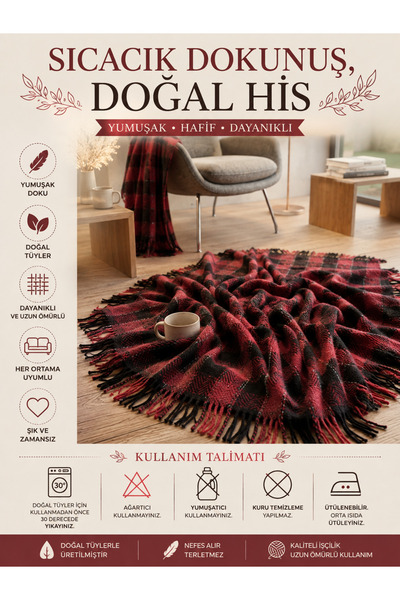 kemal savin "Scotch" Warm Wool Blanket, Tv Blanket, Sofa Cover, Bedspread, Tv...