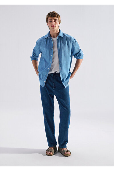 Mavi Andros Edition Indigo Blue Linen Blend Jean Trousers 0021045-A3880