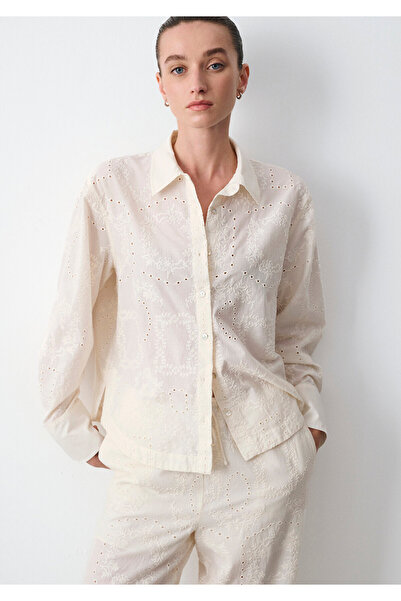 Mavi Embroidered Detailed Ecru Shirt Loose Fit / Comfortable Cut 1211464-70060