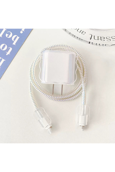 Choice WHITE Clear Charger Case Cable Winder Clip Kit for iPhone 18/20W Charg...