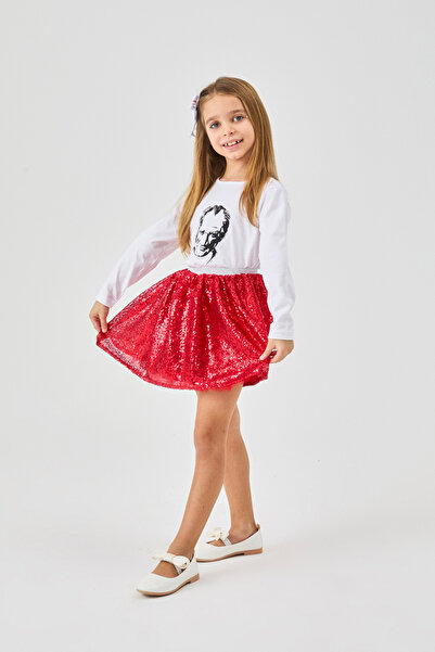 Le Mabelle Red Sequined Girl's Skirt - Gracie