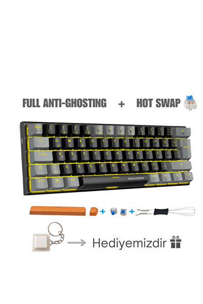 MEGALODON Mini T9 Mekanik Oyuncu Klavyesi Blue Switch Türkçe Mekanik Oyun Kla...
