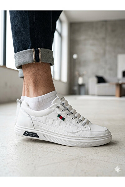 MARCOMEN Erkek Yazlık %100 Deri Beyaz Sneaker Ayakkabı Yenilikçi Tarzıyla Şık...